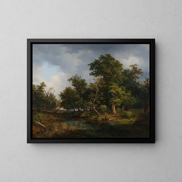 Landskapsbild av skog - Josef Feid — inramlat konstverk på väggen