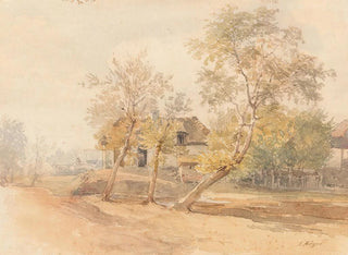 Josef Hger - A group of trees near a farmhouse.webp