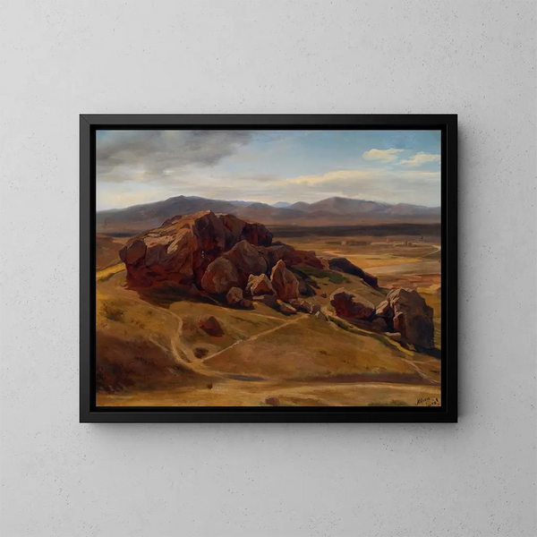 Landskapsbild av berg nära Aten, Areopagos - Josef Hoffmann — inramlat konstverk på väggen