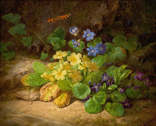 liten blomsterkomposition av alpina blommor - Josef Lauer — vy av konstverket