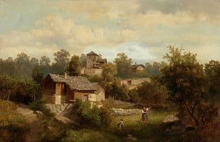 Josef Thoma - Alpine Landscape with Peasants.webp