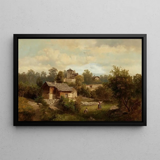Josef Thoma - Alpine Landscape with Peasants.webp