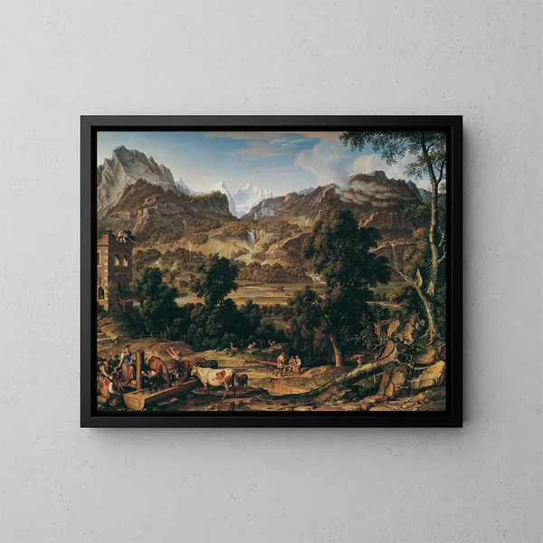 L'Oberland bernois - Joseph Anton Koch — inramlat konstverk på väggen