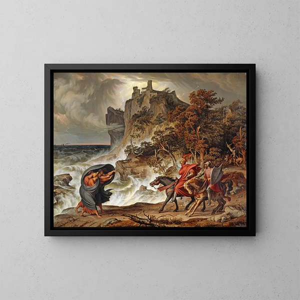 Macbeth och häxorna - Joseph Anton Koch — inramlat konstverk på väggen