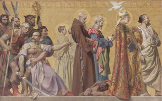 Joseph Blanc - La Foi entranant Clovis suivi de la reine et de ses enfants puis de divers saints et guerriers.webp