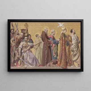 Joseph Blanc - La Foi entranant Clovis suivi de la reine et de ses enfants puis de divers saints et guerriers.webp