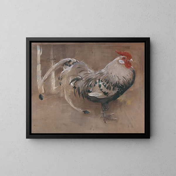 Le coq pailleté - Joseph Crawhall — inramlat konstverk på väggen