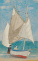 En fiskebåt - Joseph Edward Southall — vy av konstverket