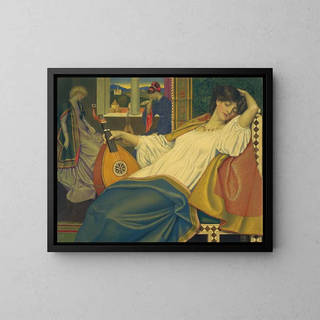 La Belle au bois dormant - Joseph Edward Southall — inramlat konstverk på väggen