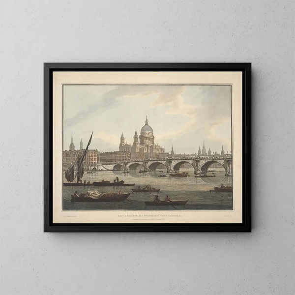 Vue du pont de Blackfriars et de la cathédrale Saint-Paul - Joseph Farington — inramlat konstverk på väggen