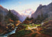 Idylle sur l'alpage avec vue sur le glacier du Dachstein - Joseph Heicke — vy av konstverket