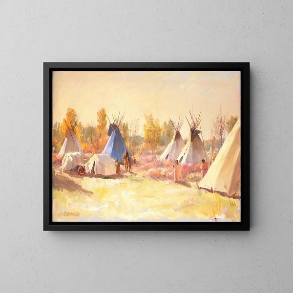 Le Tipi bleu - Joseph Henry Sharp — inramlat konstverk på väggen