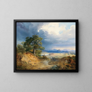 Joseph Holzer - A Carpathian Landscape with a Shepherd and His Cattle.webp
