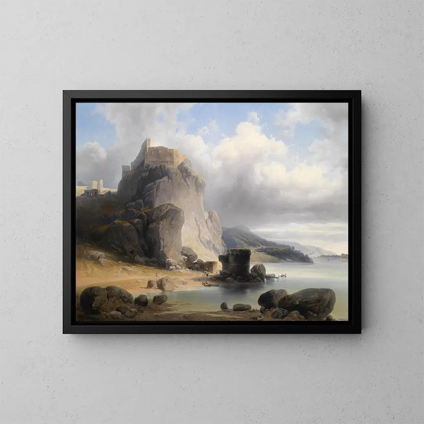 Vue sur la ruine du château de Devin - Joseph Holzer — inramlat konstverk på väggen