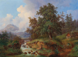 Joseph Jonas - Gebirgslandschaft mit Wanderern.webp