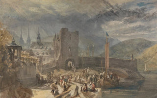 Joseph Mallord William Turner - A View of Boppart with Figures on the River Bank.webp