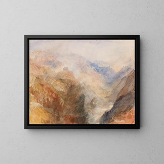 Montjovet sedd från Saint-Vincent, tittande mot Val d'Aoste i riktning mot Berriaz - Joseph Mallord William Turner — inramlat konstverk på väggen
