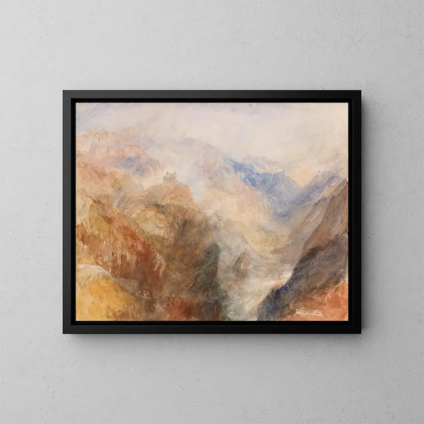 Montjovet sedd från Saint-Vincent, tittande mot Val d'Aoste i riktning mot Berriaz - Joseph Mallord William Turner — inramlat konstverk på väggen