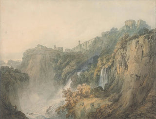 Tivoli med Sibyllans tempel och vattenfallen - Joseph Mallord William Turner — vy av konstverket