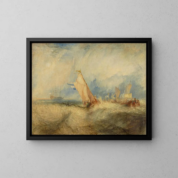 Van Tromp är på väg att behaga sina mästare - Joseph Mallord William Turner — inramlat konstverk på väggen
