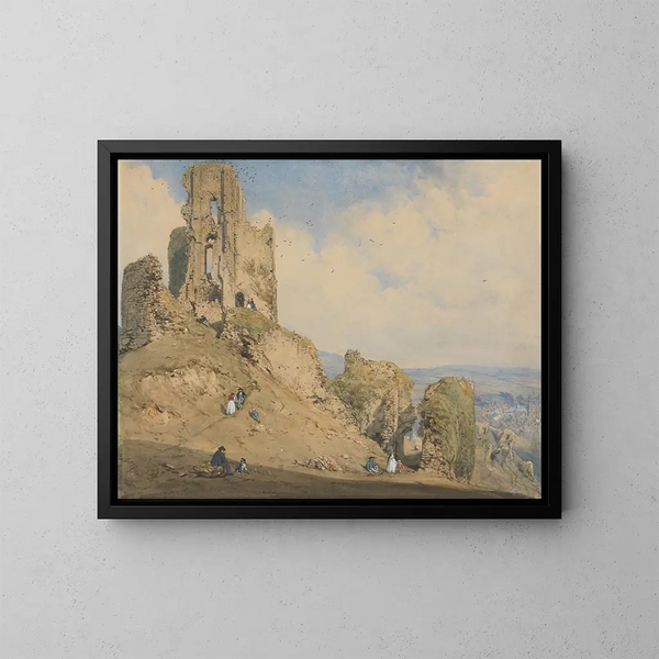 Château de Corfe, Dorset - Joseph Nash — inramlat konstverk på väggen