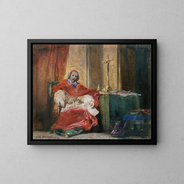 Cardinal de Richelieu - Joseph Nicolas Robert-Fleury — inramlat konstverk på väggen