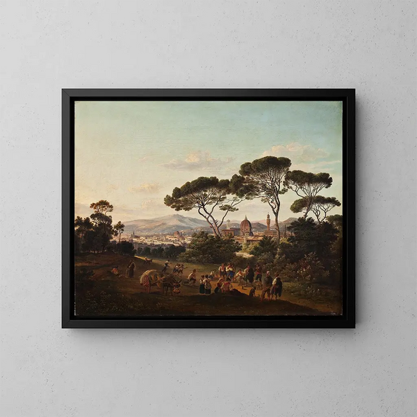 Vue de Florence - Joseph Steingrübel — inramlat konstverk på väggen