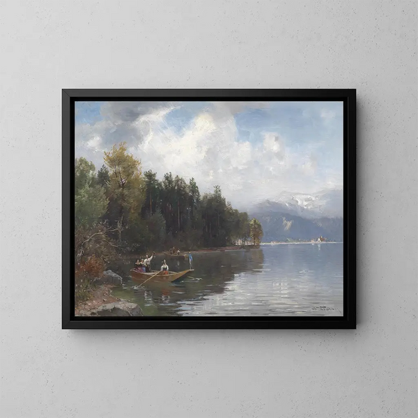 Partien au Walchensee - Joseph Wopfner — inramlat konstverk på väggen