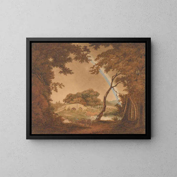 Landskap med regnbåge nära Chesterfield - Joseph Wright de Derby — inramlat konstverk på väggen
