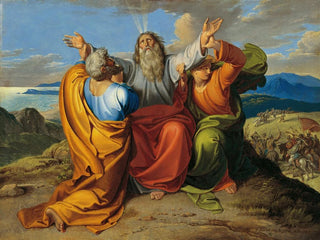 Moïse i bön med Aaron och Hur på berget Horeb - Joseph von Führich — vy av konstverket