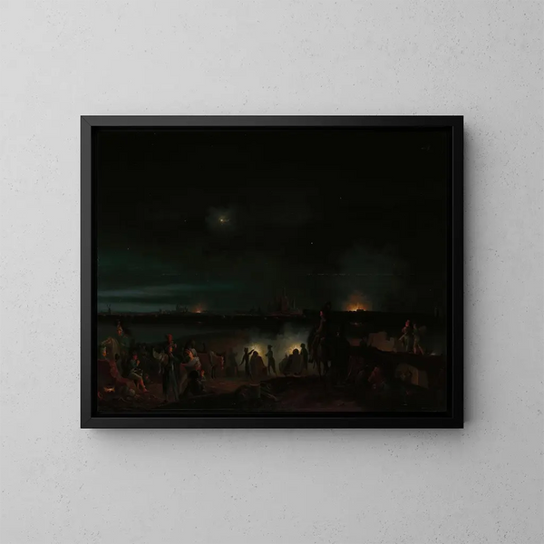 Le bombardement de s'Hertogenbosch par les Français - Josephus Augustus Knip — inramlat konstverk på väggen