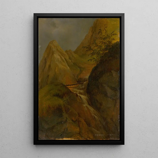 Jozef Boetech Klemens - Mountain Landscape with a Waterfall.webp