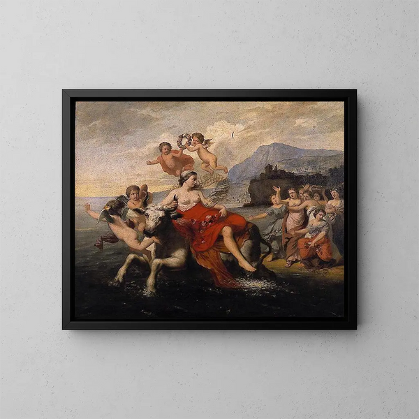 Le Viol de l'Europe - Jozef Van Lerius — inramlat konstverk på väggen