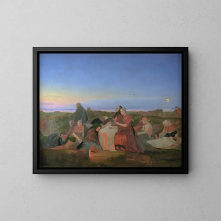 Veillée de la Saint-Jean: Malades endormis sur la tombe de Sainte-Hélène à Tisvilde - Jørgen Sonne — inramlat konstverk på väggen