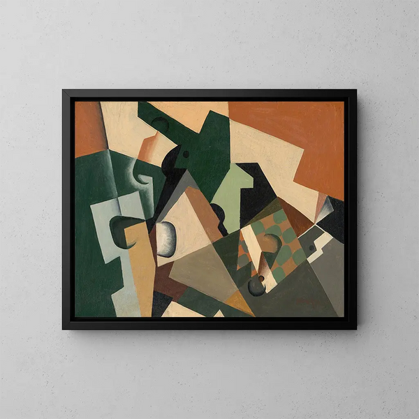 glas och schackbräda - Juan Gris — inramlat konstverk på väggen