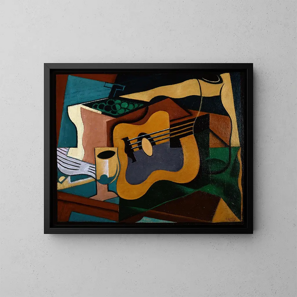 Naturtavla med gitarr - Juan Gris — inramlat konstverk på väggen