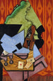 Violon och spelkort på ett bord - Juan Gris — inramlat konstverk på väggen