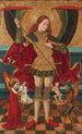 Saint Michel som väger själar - Juan de la Abadía — vy av konstverket