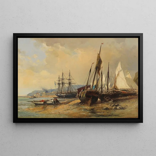 JulesAchille Nol - Segelschiffe und Fischerboote am bretonischen Strand.webp