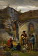 campemang av bohemer i ruinerna av Saint-Bavon-klostret - Jules Breton — vy av konstverket