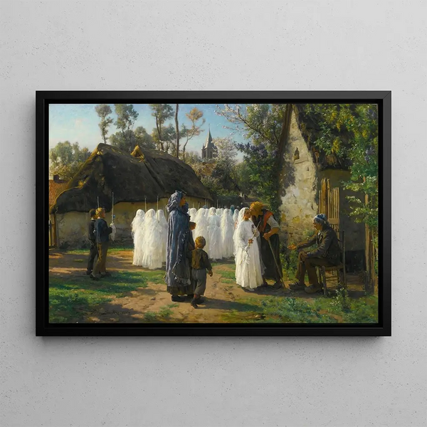 Les Communiantes - Jules Breton — inramlat konstverk på väggen