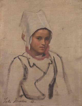 Jules Breton - Tte de jeune Bretonne tude pour le Pardon.webp