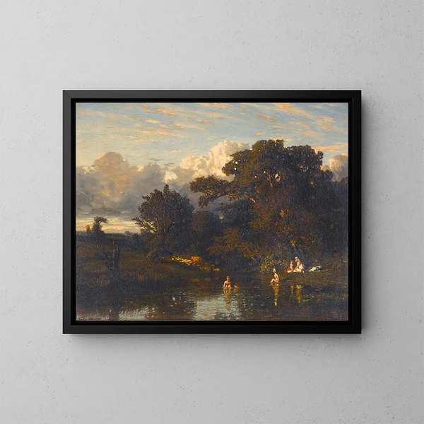 Les Baigneuses - Jules Dupré — inramlat konstverk på väggen