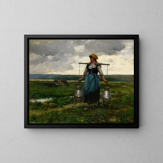 Porteuse de lait - Jules Dupré — inramlat konstverk på väggen