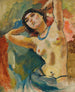 Brun med blått halsband - Jules Pascin — vy av konstverket