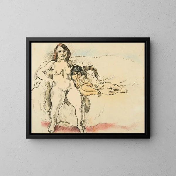 Kvinnor och barn - Jules Pascin — inramlat konstverk på väggen