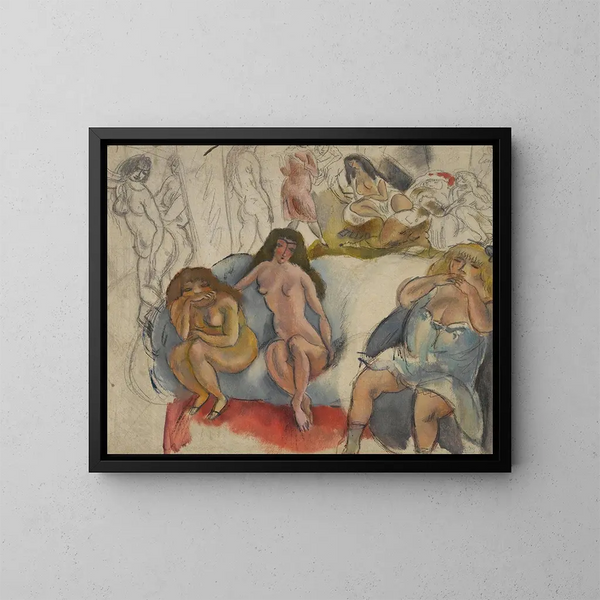 Kvinnor som är förtjusta - Jules Pascin — inramlat konstverk på väggen