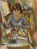 Hermine David framför bordet - Jules Pascin — vy av konstverket