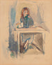 Hermine David, den blå klänningen - Jules Pascin — vy av konstverket