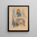 Hermine David, den blå klänningen - Jules Pascin — inramlat konstverk på väggen
